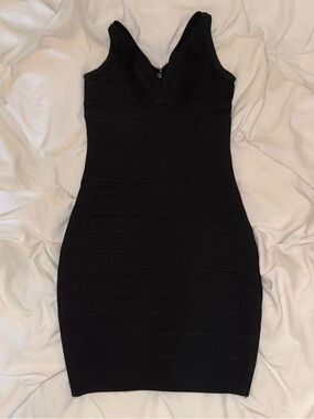 Katie J NYC Black V-Neck Bandage Mini Dress